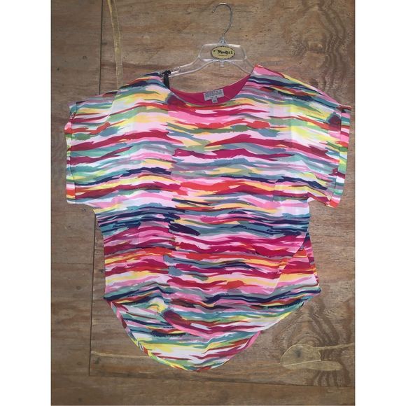 Joseph A. Multicolor Rainbow Lined Blouse Size Medium Petite - Picture 1 of 8